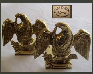 Pair of Solid Brass Baldwin Eagle Bookends Forged in America 