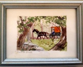 Small Signed Watercolor Titled Enroute Home
