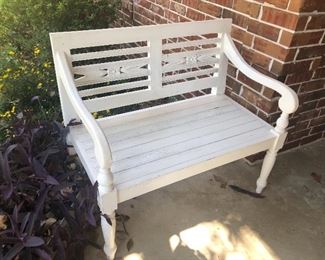 White bench -great for outdoor seating 