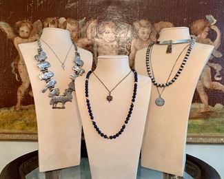 Navajo Pearls, Sterling Necklaces, Lapis and 14k Necklace