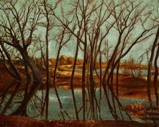 2. Lot 13 Lloyd Halman Parsons Still Waters Oil Painting Ferargil $5 Starting Bid