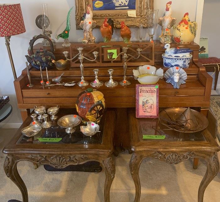166- Silver, sterling silver, glass top coffee tables and more!