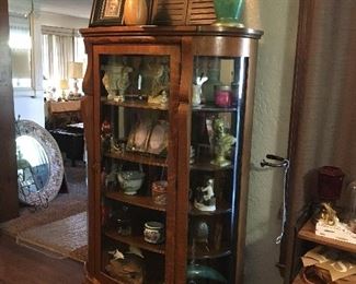 Vintage Tiger wood curio cabinet