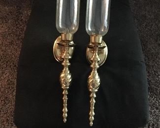 Medium brass and glass wall sconces