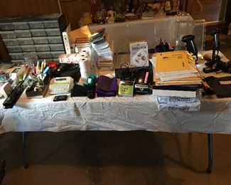 Office supplies, hand scanners, credit card swipers, labelers, envelopes, copy paper, screw bin, etc