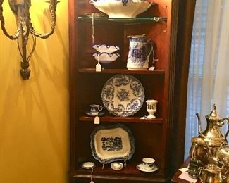 Another Mahogany corner shelving unit with loads of Flo-Blue