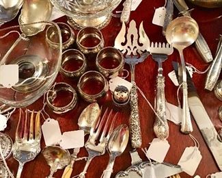 Sterling and plated silver serving pieces