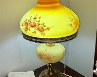 One of a pair - 20th C. reproduction oil lamps
