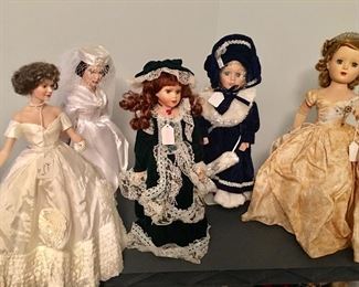 Lots and lots of dolls - two on the left are Jackie Kennedys