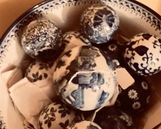 Bowl full of Asian porcelain balls