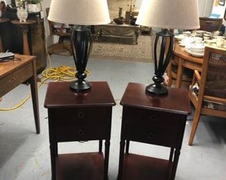 Set of End Tables and Lamps