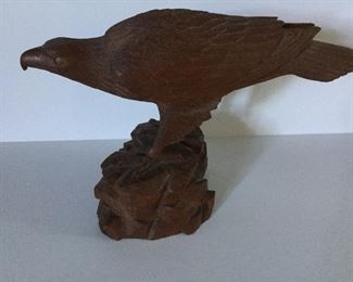 Large carved wooden eagle.
