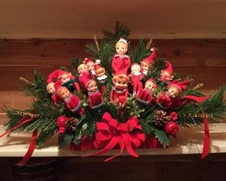 Christmas elf mantle display.