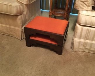 Pair of upholstered foot stools.