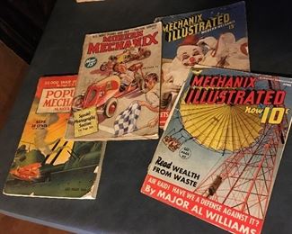 Modern Mechanix and Mechanix Illustrated from 1938 and Popular Mechanics from 1940.