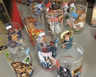 One dozen Star Wars glasses from Burger King. Nice crisp colors and no chips or cracks.