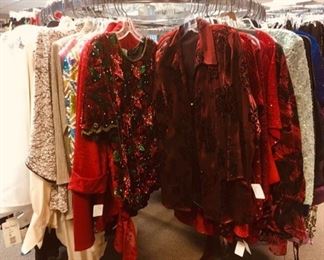 You can't go wrong with red tops, sparkles, and velvet for the holidays.