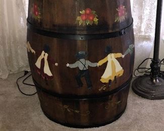 Painted wine barrel