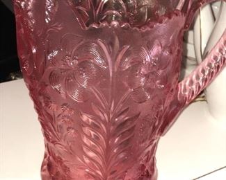 Pink glass pitcher