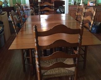Ladder Back Woven Chairs Dining Table and Chairs