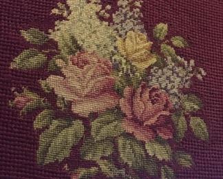 Antique Footstool or Bedside Step Up Hand Sewn Tapestry on Top