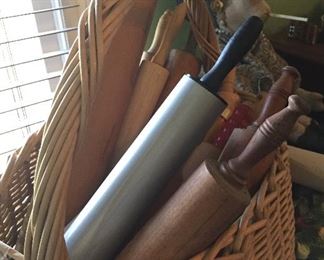 Assorted Rolling Pins, Basket