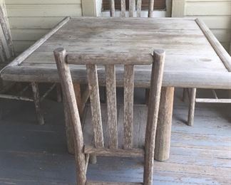Rustic Patio Table with Four Chairs
