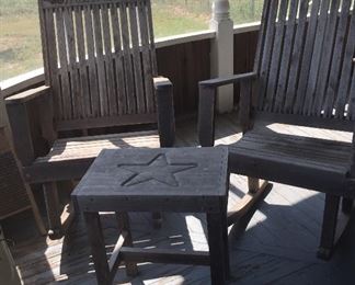 Paw Paw & Nene Rustic Rocking Chairs & Table