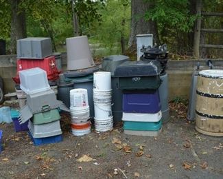 assorted buckets, trashcans and containers $ 2 to $25 