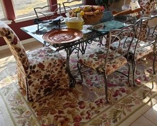 Iron and Glass Dining Set and Beautiful Rug