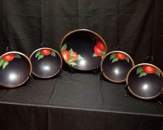 Hand Painted Apple Bowls Set of Five