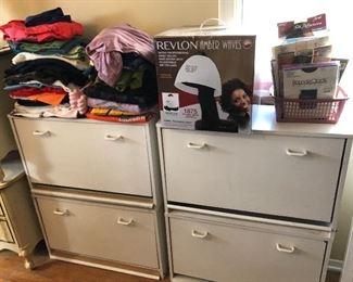 Clothing, Clothing, Clothing! Enough to fill 4 stuffed closets. Ikea shoe storage holders