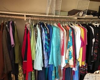 dresses, suits, sweaters, blouses, t-shirts, pajamas, jackets, coats, tops, bottoms, shorts, pants, jeans, etc