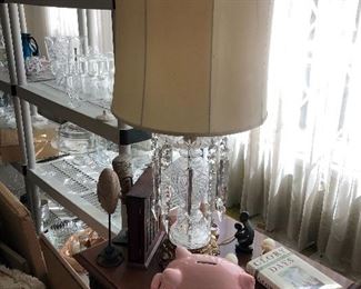 vintage crystal lamp, piggy bank
