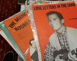 A selection of sheet music from the 1940's to 60's