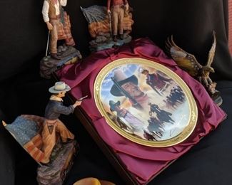John Wayne Sculpture Collection and Masterpiece Plate