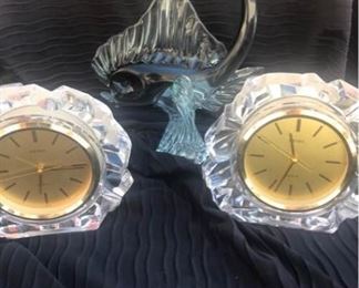Two Seiko Table Clocks  Glass Fish