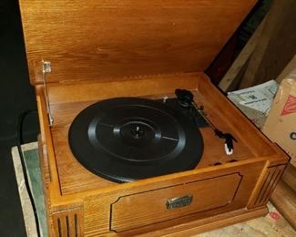 Vintage wooden record player