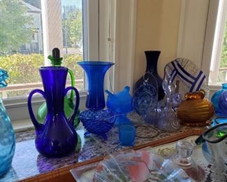 Blown glass vases and plates