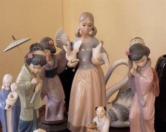 Lladro figurines and Beethoven, Mozart and Mendelssohn busts