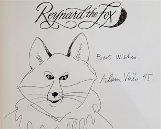 Signature page with hand-drawn Reynard the fox