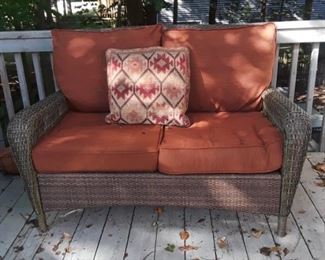 Hampton Bay / Allen Roth indoor/outdoor wicker furniture, loveseat and chairs. 