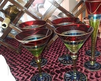 Whimsical, hand-painted martini glasses. 