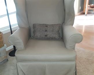 Wing Back Chair, Newer Slip Covers. 
