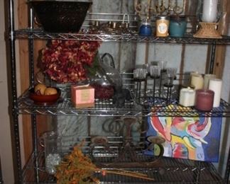 Several rolling shelves