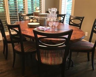 Oval copper topped table (Arhaus) and 8 chairs