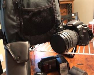 Canon digital camera with 2 lens, flash, case