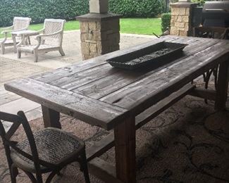 Restoration Hardware table, has two leaves to extend the table