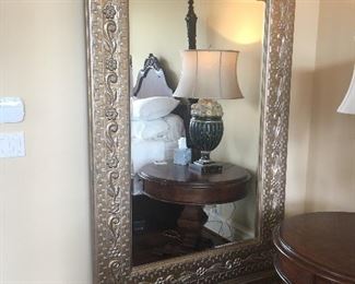 Amazing large framed mirror hung on french cleat