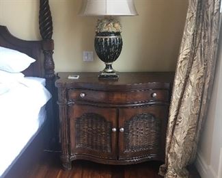 Bedside or entry table/buffet, by Hemingway Collection. Has rattan and bamboo ascents
